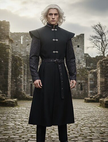  مجموعة عتيق / معتق العصور الوسطى عصر النهضة ملابس تنين مطرز ملابس تنكرية رجالي عيد الرعب معرض النهضة رن فير بالغين معطف حزام كل الفصول