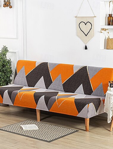 3 verschiedene Größen bedruckter Stoff Stretch-Sofabezug, Überzug für armlose Sofas, elastischer Bankbezug, Neujahrsdeko-Schutz