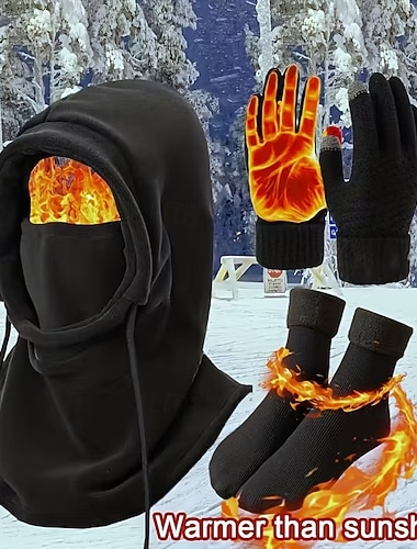  Verdicktes Winter-Thermomützen-Set - Thermomütze für Outdoor-Sportarten &Schützende Sturmhaube, modische Strickmütze – winddicht, unisex &kältebeständige Sportausrüstung