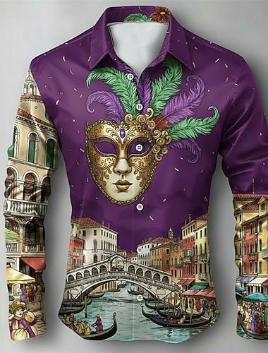  velencei karneváli ing férfiaknak – álarcosbál maszk művészeti nyomat