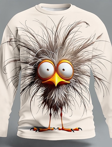  Herren Tiermotiv Lustig T Shirt Langarm T-Shirt 3D-Druck Rundhalsausschnitt Hemd Mode Basic Lässig Täglich Straße Blau Schwarz Gelb Sommer Frühling Bekleidung S M L XL XXL XXXL