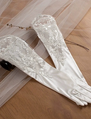  Terylen Knielänge Handschuh Elegant / Stilvoll Mit Schleife / Kunstperle / Stickerei Hochzeit / Party-Handschuh