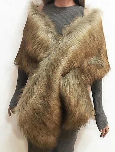  Pelssjal Sjal til kvinner Elegant Ermeløs Kaninpels Bryllup Wrap Med Ren Farge Til Fest Høst