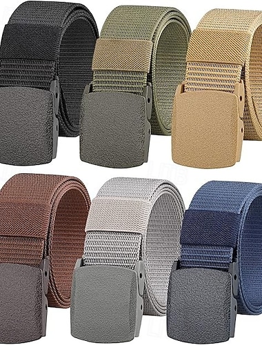  6er-Packung taktische Nylongürtel mit nichtmetallischer, nichtmagnetischer Schnalle, Kunststoffschnalle und metallfreiem Gurtband, geeignet für den Outdoor-Einsatz