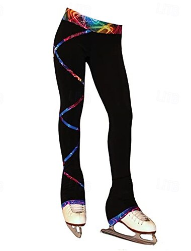  Kunstschaatsbroek Dames Voor meisjes Schaatsen Panty Legging Outfits Zwart Fleece Spandex Hoge Elasticiteit Opleiding Oefenen Wedstrijd Kunstschaatskleding Thermisch Warm Met de hand gemaakt Lapwerk