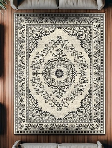 Tapis persan vintage, résistant aux taches et facile à nettoyer, jeté de canapé de style ethnique, tapis de chevet antidérapant, décoration de sol élégante et durable pour le salon