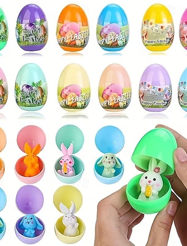  Uova di Pasqua pre-riempite con coniglietti all'interno, perfette per bambini, bambine e ragazzi, caccia alle uova di Pasqua, riempitivi per cestini pasquali, bomboniere, regali