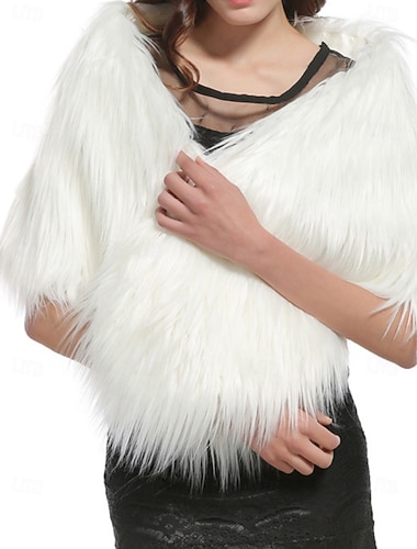  Pelssjal Sjal til kvinner Elegant Ermeløs Spandex Bryllup Wrap Med Ren Farge Til Fest Høst