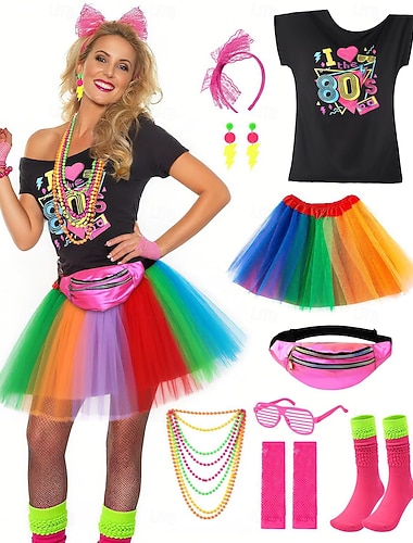  Saia Roupa Japonesa/Curta Retro Vintage Discoteca Anos 80 Adulto Mulheres Dia Das Bruxas Carnaval Festas & Noite Parada do Orgulho Mês do Orgulho Vestir-se