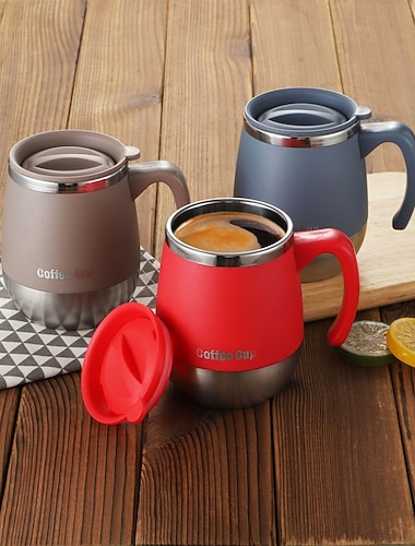  Vakuum-Kaffeebecher aus Edelstahl, doppelwandiger Thermobecher mit Deckel für heiße Getränke &Kalte Getränke, 500 ml/16,91 oz, perfektes Geschenk für Zuhause, Outdoor-Aktivitäten, Camping,