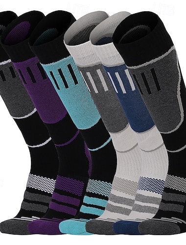  1 pari Miesten merinovillasukat Vaellussukat Juoksusukat Urheilusukat Pidä lämpimänä Läpipainopakkaus Paksu Hikeä siirtävä Talvi Ulko- Yli vasikan Tilkkutäkki Puuvilla Musta Laivastosininen Purppura