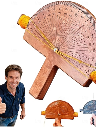  rapporteur d'angle de précision – outil de mesure d'angle artisanal en bois de bouleau, rapporteur d'angle personnalisé en bouleau gravé pour le soudage, la menuiserie et les projets de bricolage,
