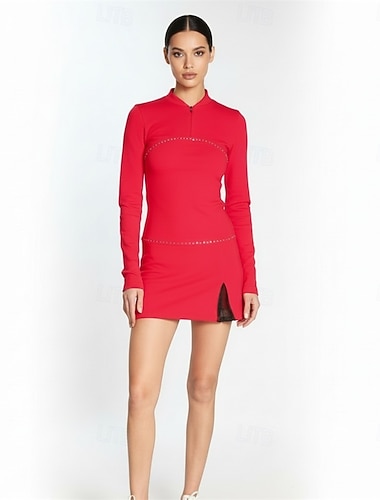  kunstschaatsoutfits voor meisjes, rode patchwork stretch trainings- en wedstrijdschaatskleding, klassieke kristallen/strass-steentjes, lange mouwen, kunstschaatsen