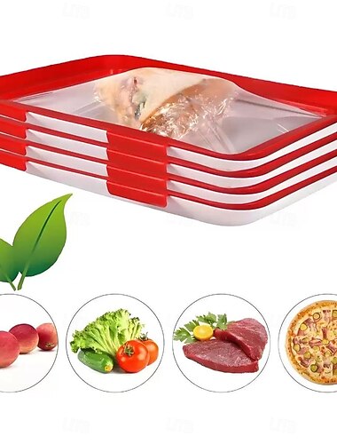  Contenitori per alimenti impilabili da 2/4 pezzi per frigorifero con chiusura sottovuoto, scatole organizer da cucina di alta qualità per prodotti freschi, pane, carne