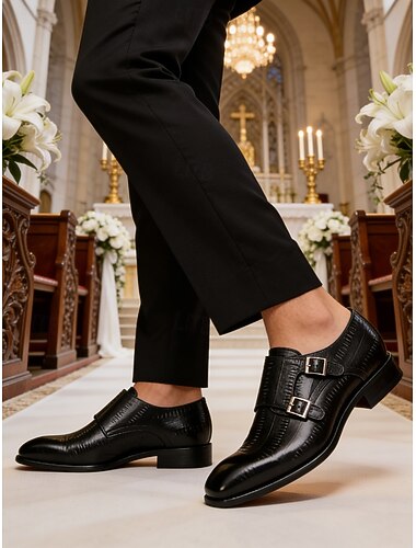  Chaussures Oxford pour homme en cuir noir – modèle classique à lacets avec détails perforés, idéales pour les mariages, les réunions d'affaires et les occasions formelles.