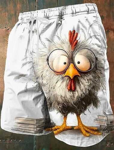  Herre Katt And Frizzle Chickens Badeshorts Surfeshorts Medium Midje Morsom utendørs Feriereise Sidelommer Mesh fôr Elastisk snøring i midjen Designer Klær