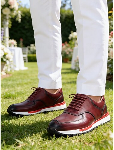  scarpe da ginnastica eleganti da uomo in pelle marrone – design classico con lacci in pelle pregiata e suola comoda, perfette per matrimoni, eventi aziendali e abbigliamento casual