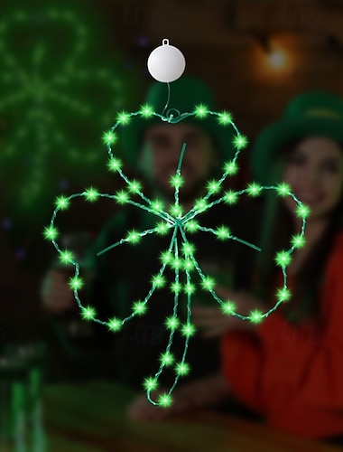  St. Patrick's Day Fensterleuchte mit irischem Klee-Motiv (AAA-Batterie erforderlich) für drinnen, Balkon, Schlafzimmer, Wohnzimmer, Esszimmer, Wanddekoration, 35 cm / 13,78 Zoll