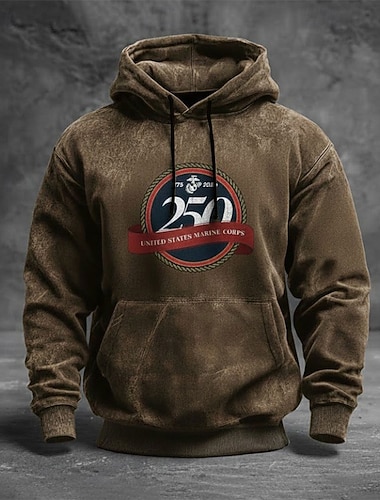  Herren Grafik Kapuzensweatshirt Pullover-Hoodie Bedruckter Hoodie Mode Streetwear Täglich Vintage-Retro Langarm Mit Kapuze Outdoor Streetwear Urlaub Rote Braun Grün Grau Kordelzug Tasche Herbst Winter