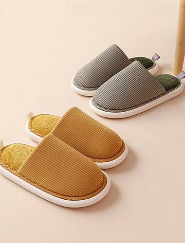 נעלי בית קטיפה כותנה לנשים סתיו חורף זוגות רך פרוותי מקורה בית החלקה שקט רצפה עמיד לכלוך נוח בית נעלי בית