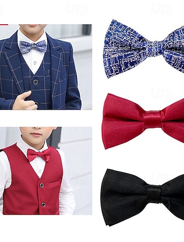  Bambini Ragazzi Cravatte e papillon Attivo Essenziale Casuale Quotidiano Tinta unica Fiocco Nero Vino