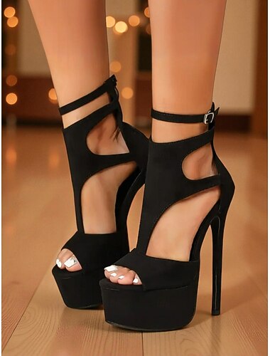  sandali con tacco a spillo da donna - sandali con plateau alto e punta aperta, cinturino alla caviglia con intaglio, stile sexy per le feste &eventi del club