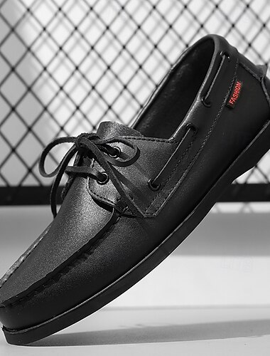  Svarte herresko med snøring, komfortable brudesko til forlovere, stilig og uformelt formelt fottøy til bryllupsmottakelser og semi-formelle bryllupsarrangementer