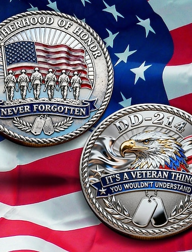  عملة تذكارية للمحاربين القدامى dd-214، عملة تحدي عسكرية من سبائك الحديد للمحاربين القدامى، تصميم نسر أصلع، هدية تذكارية للتقاعد للجيش والبحرية والقوات الجوية ومشاة البحرية