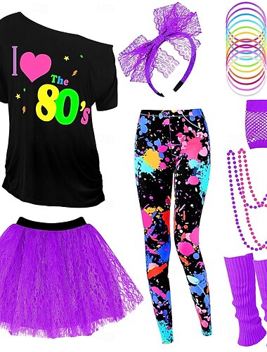 Abiti T-shirt Leggings Disco Anni '80 Adulti Per donna Mascherata Festa & Sera Parata dell'Orgoglio Mese dell'orgoglio Vestirsi