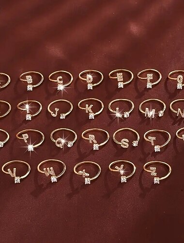  1 Stück Ring For Damen Kubikzirkonia Klar Täglich Geschenk Ferien Kupfer Buchstabe