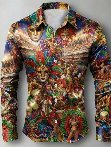  Venezianisches Karnevalshemd für Herren – Grafikdesign für Maskenbälle und Festivals