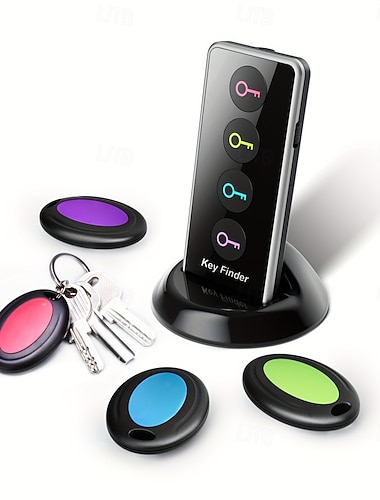  cerca chiavi con 4 ricevitori, localizzatore di oggetti RF con portata di 100 piedi &forte segnale acustico, portafoglio wireless, localizzatore per animali domestici e remoto con stazione base,