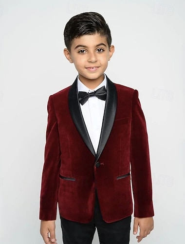  Terno de 3 peças para pajem, conjunto infantil para meninos com blazer. & calça  &Terno formal infantil com gravata, estilo casual para festas ao ar livre, moderno e descolado, em cores sólidas, com
