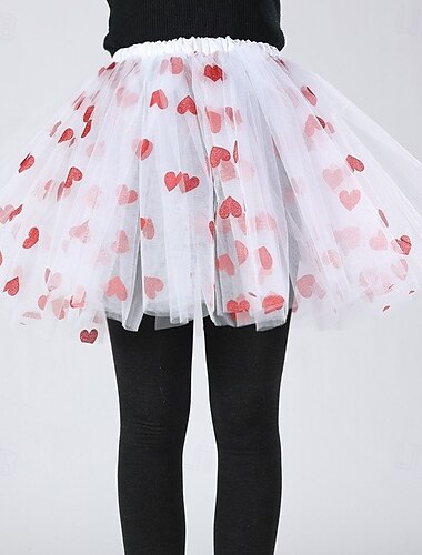  Costume élégant Tutu Jupe en tulle Rétro Vintage Années 1980 Blanc et Rouge Adulte Femmes Halloween Carnaval Soirée Performance Se déguiser