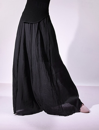  Lässige, mittelhohe Maxiröcke aus Baumwollimitat und Leinenimitat für Damen, schlicht, gerafft, mit Mikro-Elastik, in den Farben Weinrot, Schwarz, Weiß und Hellgrün, aus Baumwoll-Polyester.