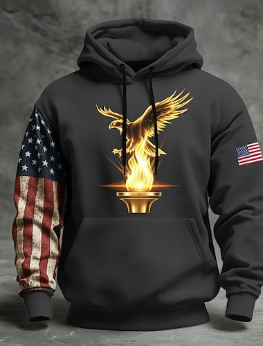  Amerika's 250e verjaardag Voor heren Trui met capuchon Pullover Hoodie Festival Zwart Marineblauw Leger Groen Grijs 3D-afdrukken Winter Lente & Herfst Ontwerper S M L XL XXL 2XL
