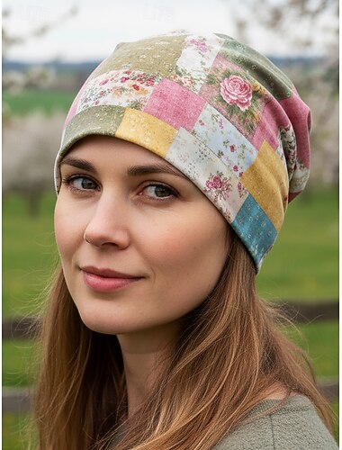  Dámská elastická čepice Bohemia z bavlněné směsi, vícevzorový design, lze nosit jako nákrčník, ideální pro běžné nošení a outdoorové aktivity