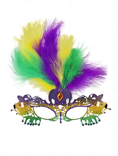  Kvinne Fjærdevenetiansk Maskerade Maske - Fargerikt Mardi Gras Stil Laser-kutt Kostyme Tilbehør Karnevalfester Cosplay og Festlige Arrangementer