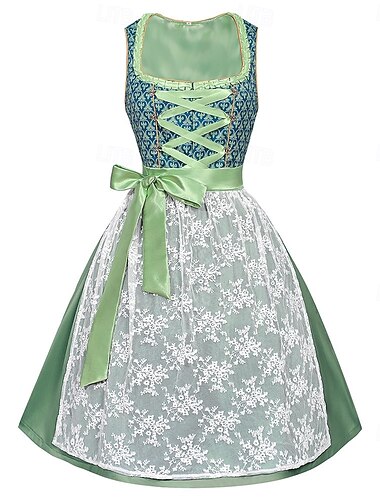  Carnaval Oktoberfest Robe Femme de ménage Bavarois Prairies Femmes Soirée Fête de la Bière Tissu de style traditionnel