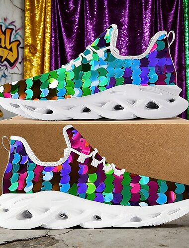  Menns Mardi Gras konfettimønster snørestøvler - Polstret komfort festlige sko karnevalparader gatefeiringer temafester og uformelle ferieturer