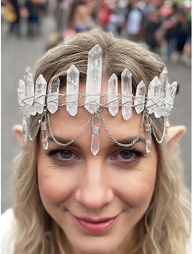  Dames Mardi Gras Boho Kristallen Kroon Hoofddeksel - Mystiek Quarz  Maan Haarband in Meerdere Kleuren - Perfect voor Carnaval  Maskerade Kostuums