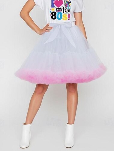  Costume élégant Jupe en tulle Jupe tutu Années 1950 Années 1980 Superposé Bouffi Neon Adulte Femmes Halloween Carnaval Soirée Performance Danse Ballet Se déguiser