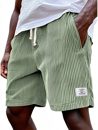  Herren Shorts Freizeitshorts Cordshorts Tasche Elastischer Bund Einfach Atmungsaktiv Knielang Outdoor Urlaub Alltagskleidung Urlaub Mode Schwarz Weiß Mikroelastisch