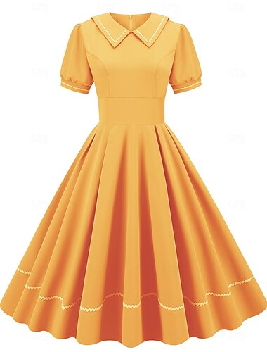  الغريب من نوعه ميدي فستان خط أكمام قصيرة قياس مناسب ملابس تنكرية نسائي مهرجان عيد الحب فضفاض حفلة العودة للمدرسة حفلة ذات طابع ريترو للبالغين فستان الربيع