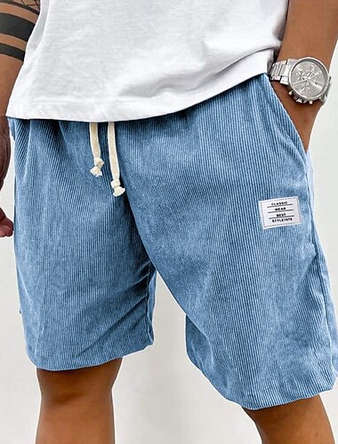  Herren Shorts Freizeitshorts Cordshorts Tasche Elastischer Bund Einfach Komfort Atmungsaktiv Knielang Outdoor Urlaub Alltagskleidung Urlaub Mode Schwarz Weiß Mikroelastisch