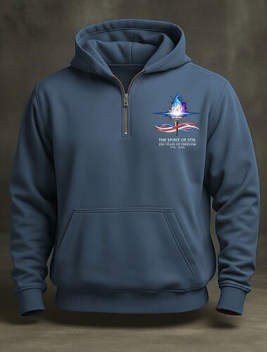  Voor heren Trui met capuchon Stoppen Hoodie met kwartrits Rode Wijn Marineblauw Groen Grijs Licht Blauw Capuchon Grafisch Zak Casual Dagelijks Streetwear Herfst Winter Kleding Hoodies Sweatshirts