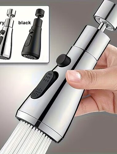  360° Rotating Kitchen Faucet Extender, Multi-Mode Water Flow Sprayer Attachment, Splash-Proof Water Saving Faucet Aerator with Extension Hose