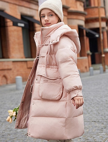  Lapset Tyttöjen Untuvatakki Puffer takki Yhtenäinen väri Urheilu Tasku Pidä Lämmin Tuulenpitävä ulko- Takki Päällysvaatteet 6 vuotta + Talvi Musta Keltainen Punastuvan vaaleanpunainen