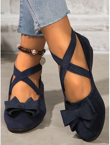  Per donna Casuale Tacco basso Punta Tonda Casual Finta pelle scamosciata Mocassino Tessuto almond Nero Blu