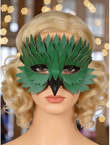 Kvinne Mardi Gras Grønn Fjærdevenetiansk Maske - Fuglinspirert Kostyme Tilbehør med 3D Lagdelt Design Venetiansk Karneval og Maskeradefester